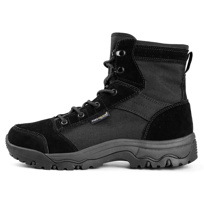 FREE SOLDIER Men's Tactical Hiking Boots Lightweight Comfortable Work Boots Combat Boots 6 Inches(Black 9.5) - Image 1